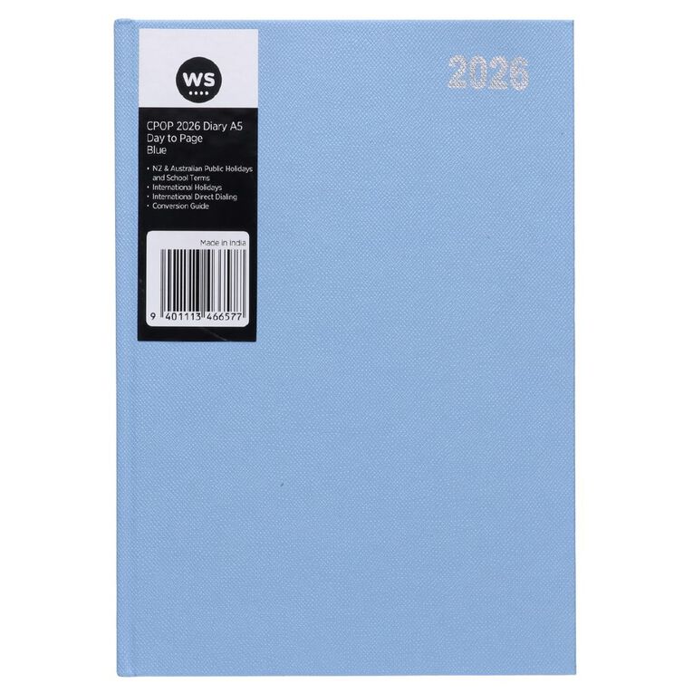 WS Colour Pop 2026 Diary A5 Date To Page Blue, , hi-res
