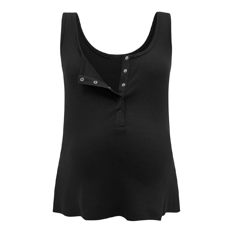 H&H Maternity Henley Tank, Black, hi-res