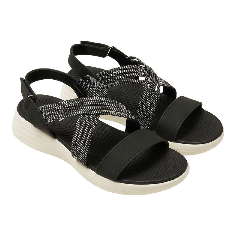H&H Women's Sporty Sole Sandals, Black, hi-res