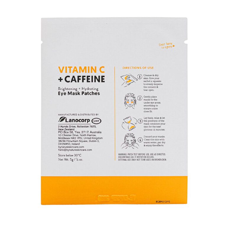 By Nature Vitamin C & Caffeine Eye Mask Patches 5 Pairs, , hi-res