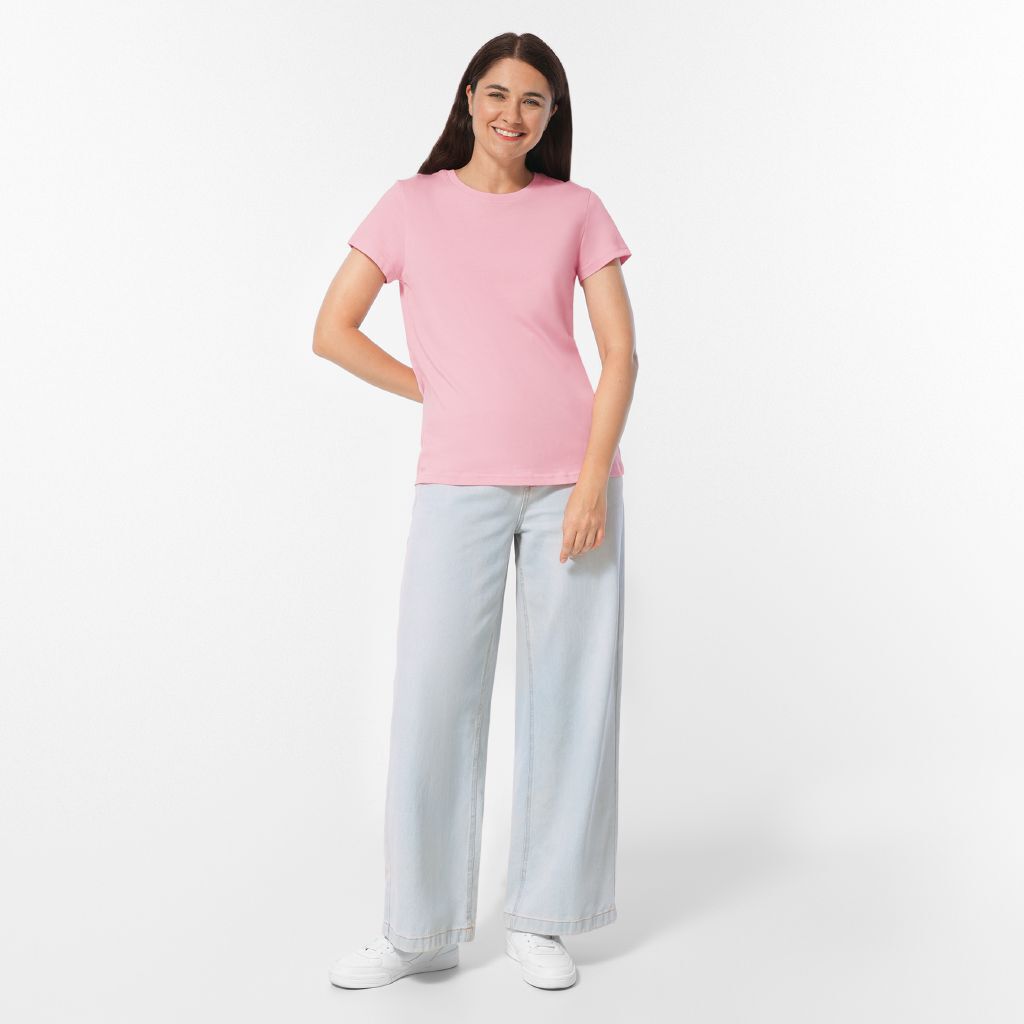 H&H Women's Short Sleeve Crew Neck Tee Pink Mid | The Warehouse
