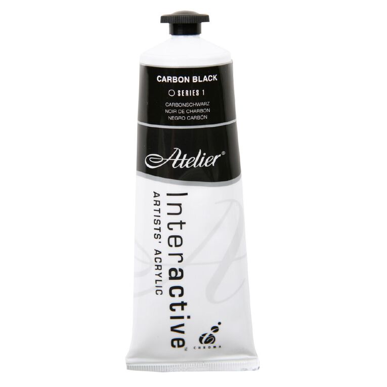Atelier S1 Acrylic Paint Carbon Black 80ml, , hi-res