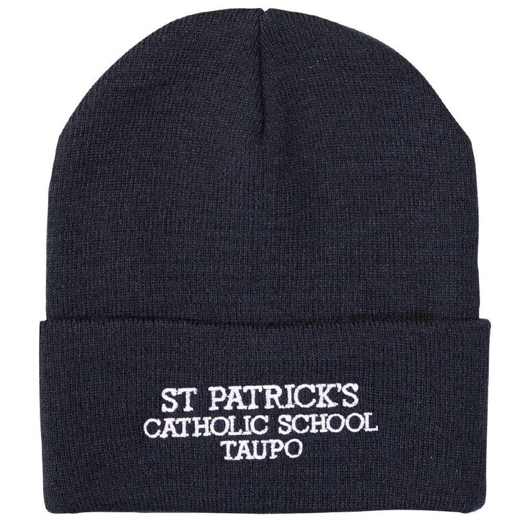 Schooltex St Patrick's Taupo Beanie with Embroidery, Navy, hi-res