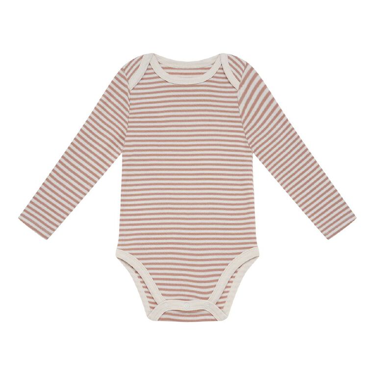 Young Original Babies' Long Sleeve Printed Bodysuit 3 Pack, Brown Light STARS, hi-res