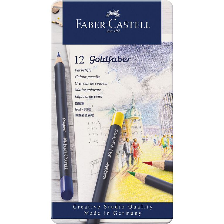 Faber-Castell Goldfaber Colour Pencils Tin 12 Pack, , hi-res