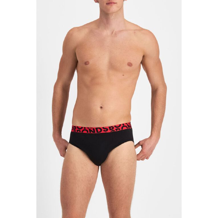B FOR BONDS Men's Logo Briefs 4 Pack, Black, hi-res