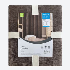 Living & Co Luxe Curtains Brown Mid 230-330cm Wide/205cm Drop