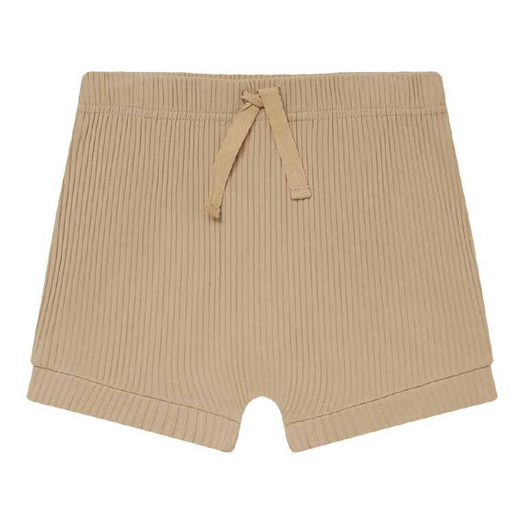 Young Original Babies' Rib Shorts 3 Pack, Brown Mid, hi-res