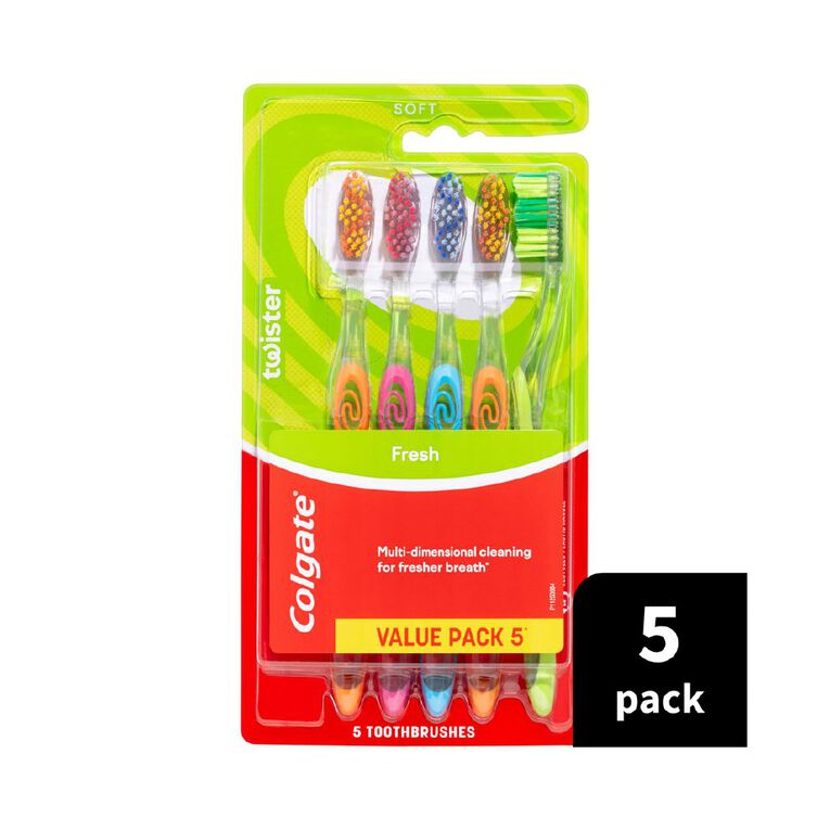 Colgate Twister Soft Manual Toothbrush 5 Pack, , hi-res