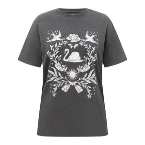 H&H Women's Short Sleeve Boyfriend Graphic Tee