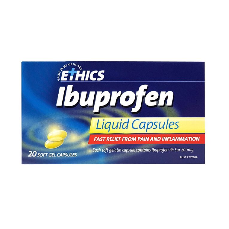 Ethics Ibuprofen 200Mg Liquid Caps 20'S The Warehouse