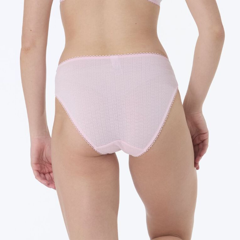 H&H Women's Pointelle Bikini Brief, Pink Light, hi-res