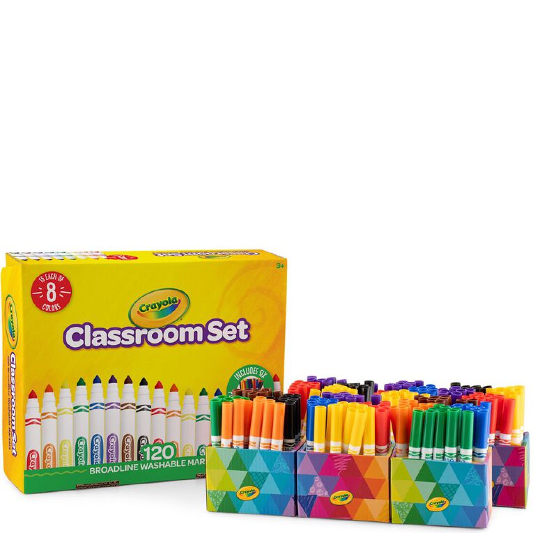 Crayola 120 Pack Ultra-Clean Washable Markers Classpack Multi-Coloured, , hi-res