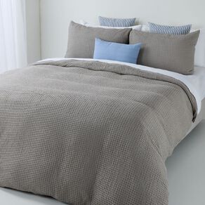 Living & Co Duvet Cover Set Cotton Waffle Grey King Single