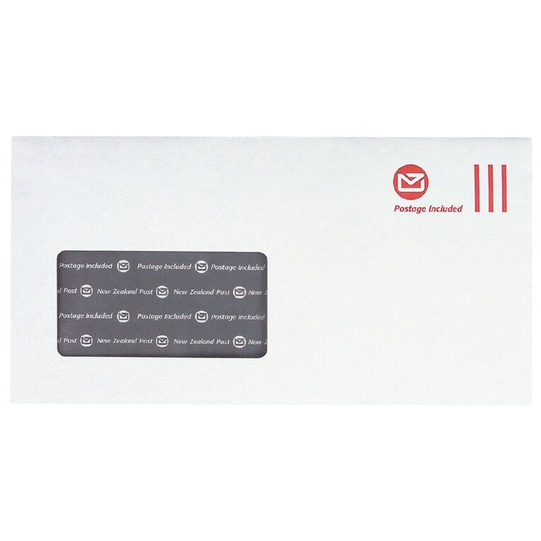 New Zealand Post Prepaid Window DLE Envelope 100 Pack White, , hi-res