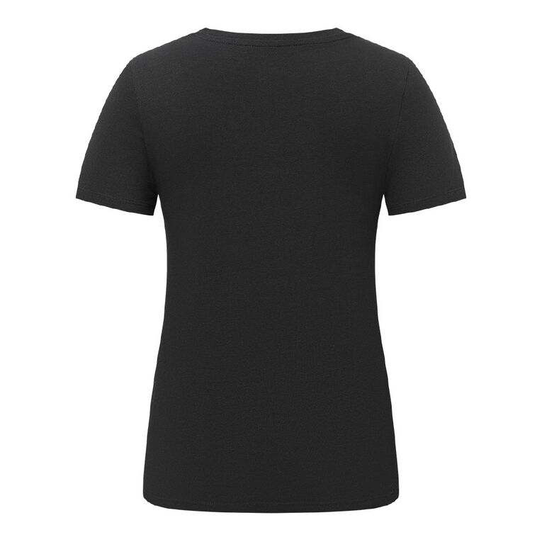 H&H Women's Short Sleeve Stretch Scoop Neck Tee, Black, hi-res