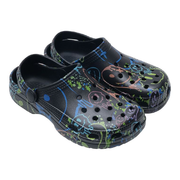 Young Original Senior Kids' Printed Frog Clog Shoes, Black, hi-res
