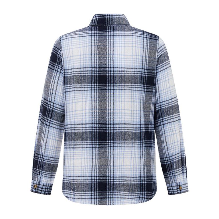 H&H Women's Long Sleeve Flannel Check Shirt, Blue Dark, hi-res