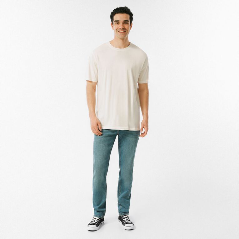 H&H Men's Regular Fit Crew Neck Tee, Cream, hi-res