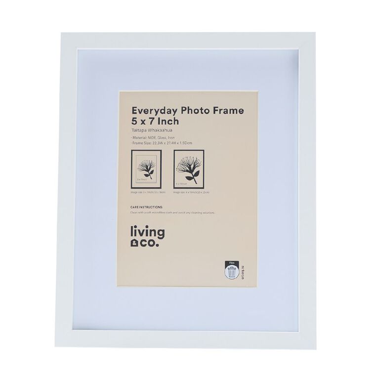Living & Co Everyday Photo Frame White 5in x 7in, , hi-res