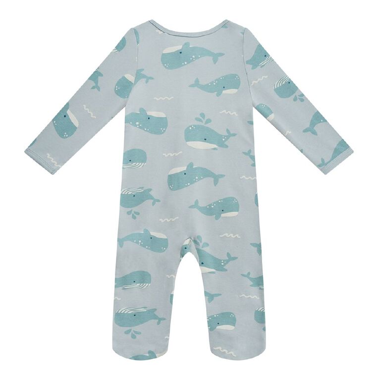 Young Original Babies' Zip-Thru Footed All-in-One, Blue Light, hi-res