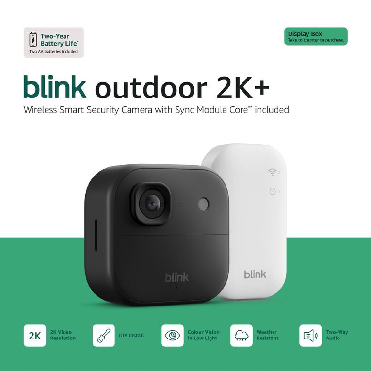 Blink Outdoor 2K+ With Sync Module Core 1 Pack Black, , hi-res