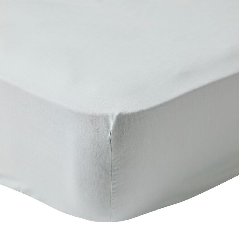 Living & Co 100% Washed Cotton Fitted Sheet Sage Single, , hi-res