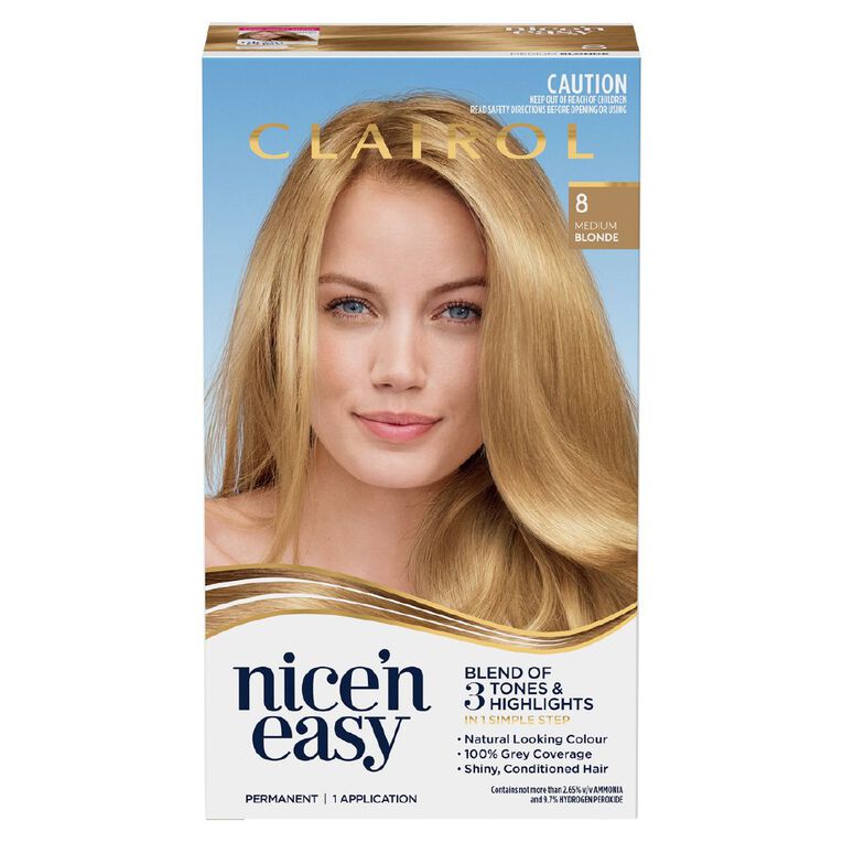 Clairol Nice N Easy Permanent Hair Colour Medium Blonde 8, , hi-res