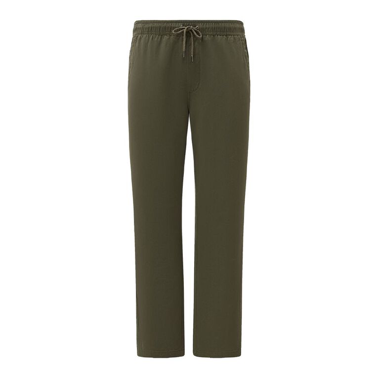H&H Men's Elastic Waist Tapered Pants, Green Dark, hi-res