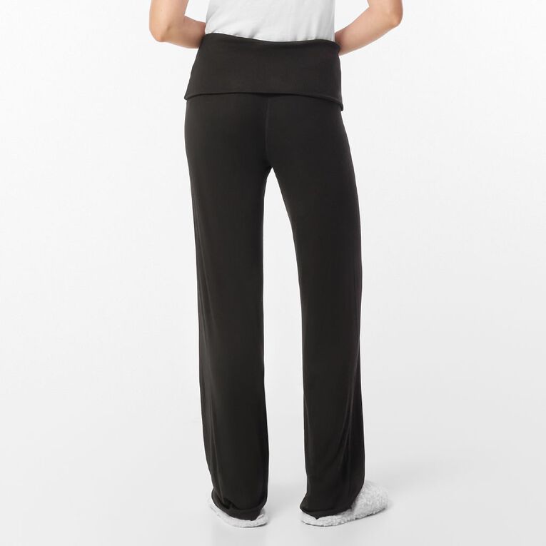 H&H Women's Rib Fold Over Lounge Pants, Black, hi-res