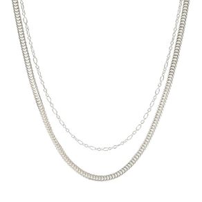 H&H Snake Chain Necklace 2 Layers Silver