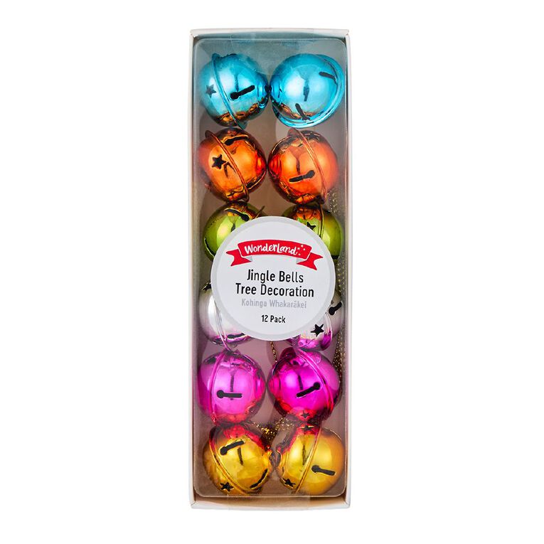 Wonderland Jingle Bells Christmas Tree Decoration Assorted 12 Pack, , hi-res