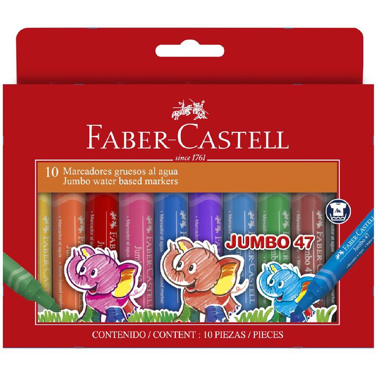 Faber-Castell Jumbo 47 Colour Marker Wallet of 10, , hi-res