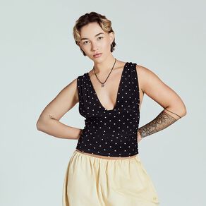BRDRLESS Arlo Mesh Fitted Top