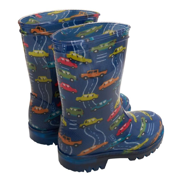 Young Original Junior Kids' Printed Light Up Gumboots, Blue, hi-res