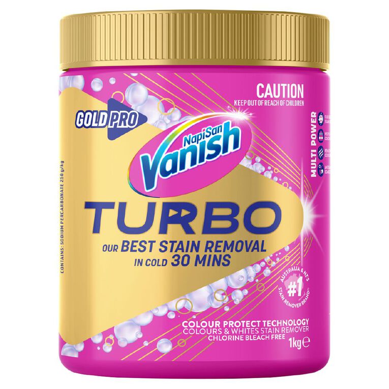 Vanish Napisan Gold Pro Turbo Stain Remover Powder 1kg, , hi-res