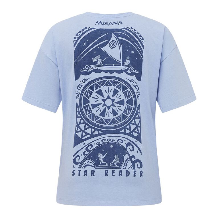 Moana Women's Short Sleeve Moana Gramma Tala Print Tee, Blue Mid, hi-res