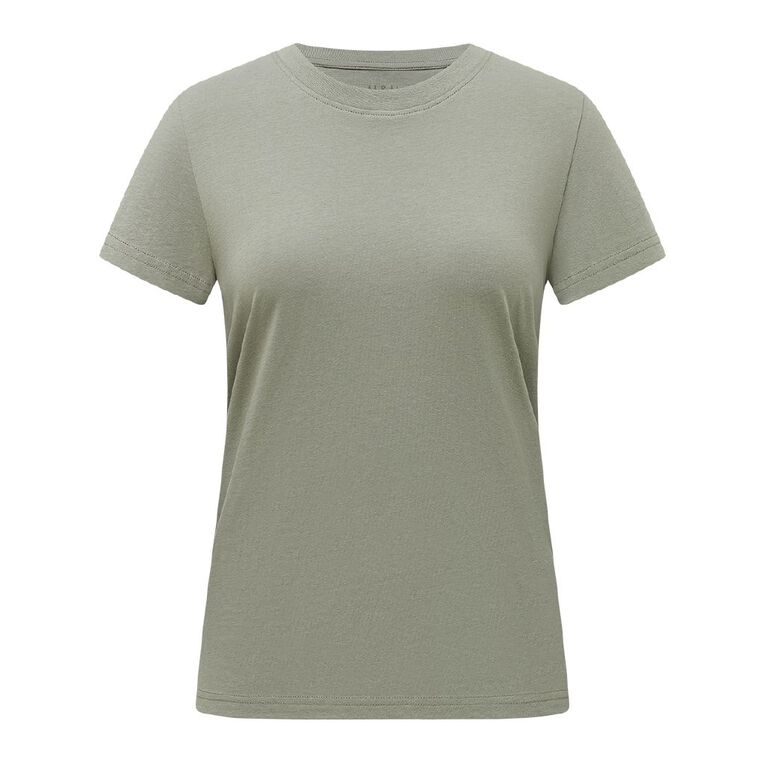 H&H Women's Short Sleeve Crew Neck Cotton Tee, Grey Mid, hi-res