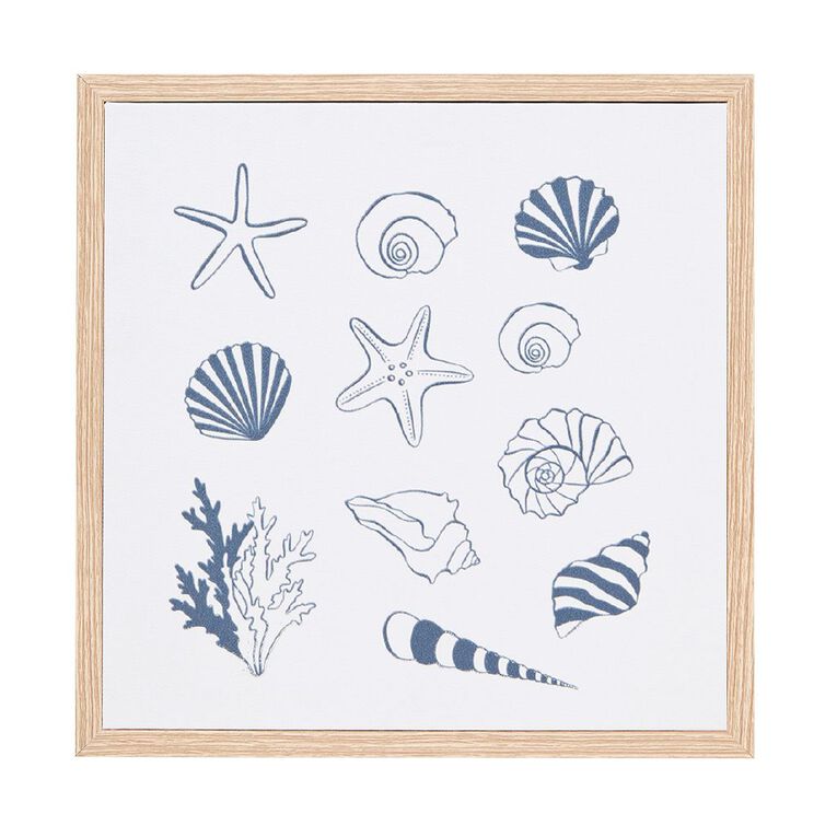 Living & Co Shells Framed Canvas 25 x 25cm, , hi-res