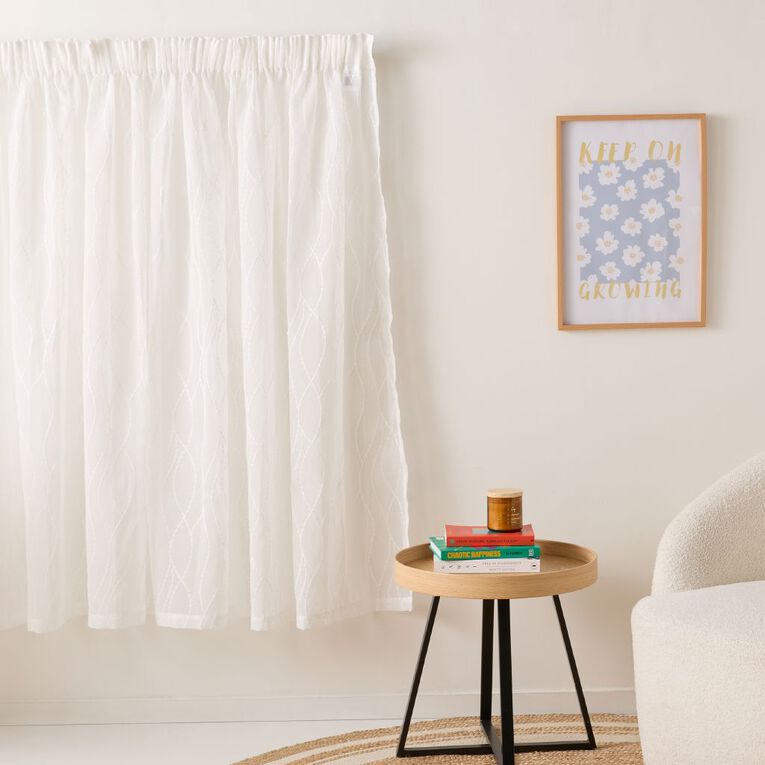Living & Co Arabesque Voile White 90-180cm Wide/135cm Drop, , hi-res