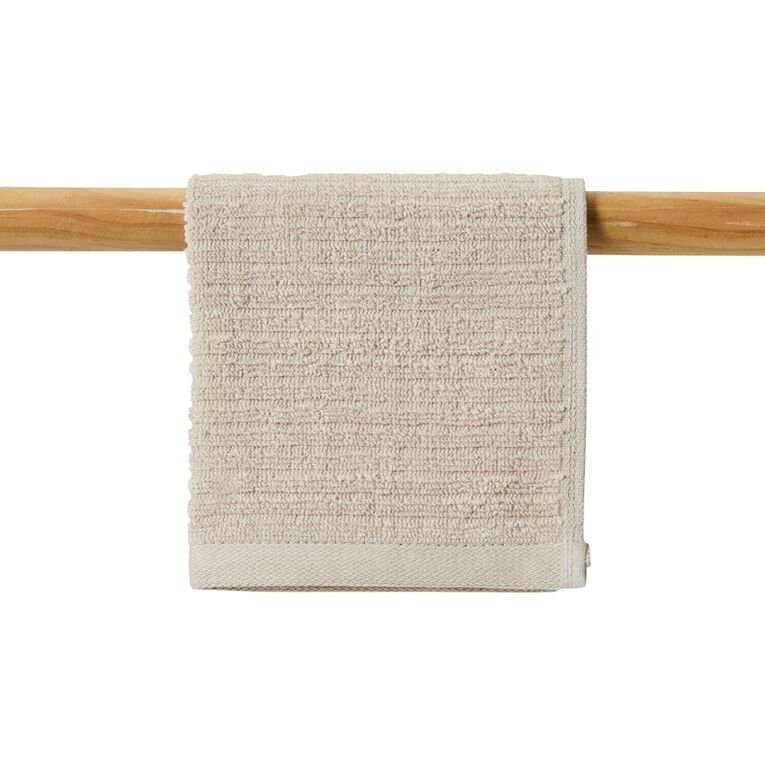 Living & Co Ribbed Face Towel Natural 30cm x 30cm, , hi-res