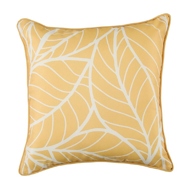 Living & Co Outdoor Cushion Leaves Yellow 40cm x 40cm, , hi-res