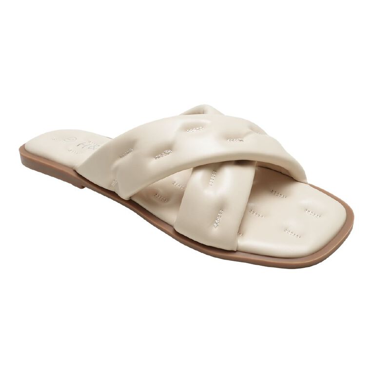H&H Women's Allison Slides, Cream, hi-res