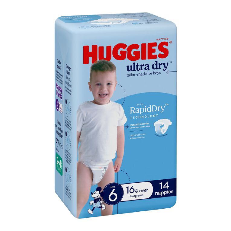 Huggies Boys' Convenience Nappy Junior Size 6 16+kg 14 Pack, , hi-res