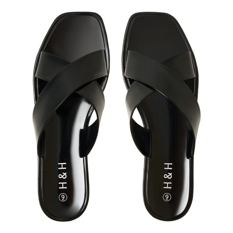 H&H Women's Poppy Xover Slides, Black, hi-res