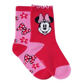 Minnie Mouse Girls' Frill and Crew Socks 2 Pack