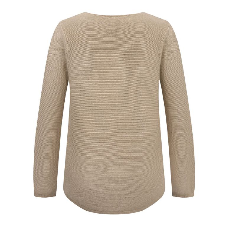 H&H Women's Long Sleeve Scoop Hem Jumper, Brown Light, hi-res