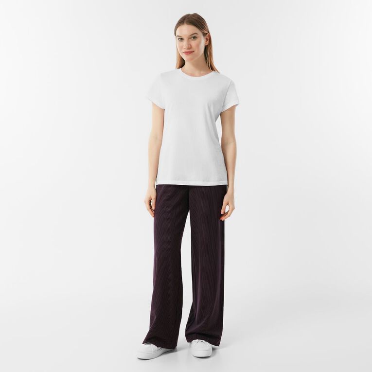 H&H Women's Wide Leg Pinstripe Pants, Purple Dark, hi-res