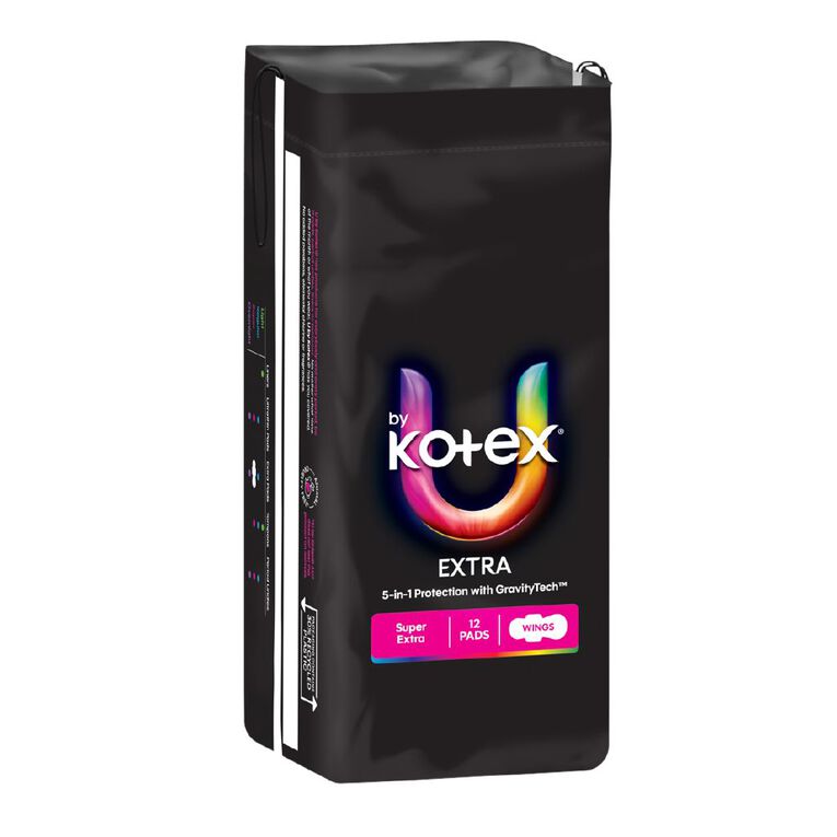 U By Kotex Maxi Pads Wings Super Size 12, , hi-res