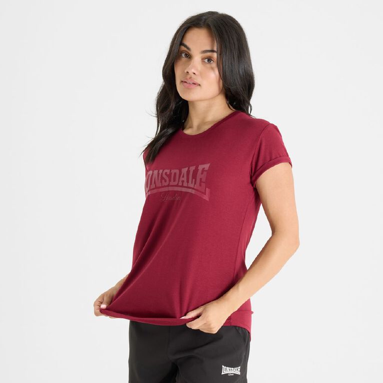 Lonsdale Women's Malden Tee, Red Mid, hi-res
